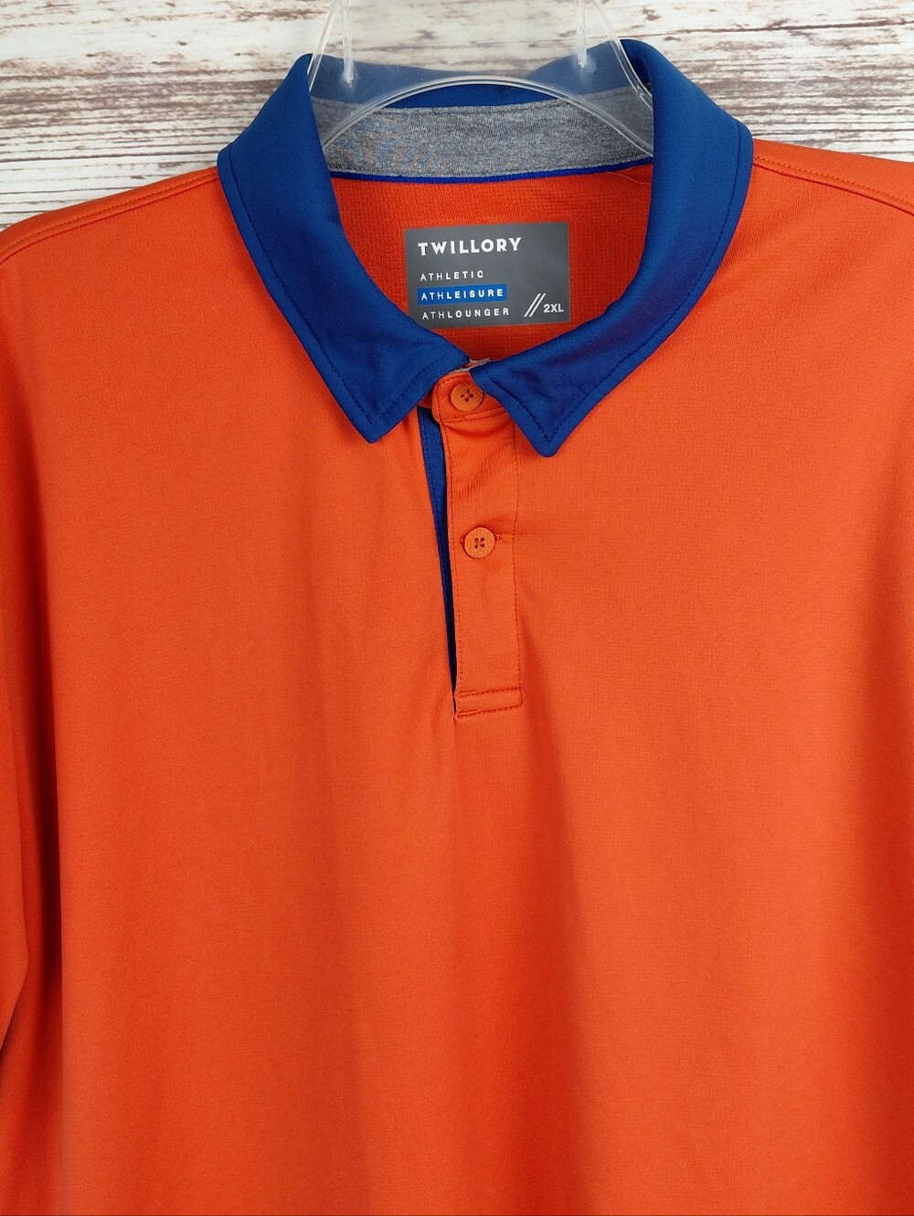 Twillory Mens 2XL Orange/Navy Short Sleeve Athletic Preformance Polo Shirt - Picture 2 of 9